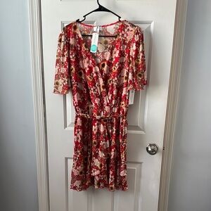 Socialite Red Wrap Sundress with Flutter Sleeves